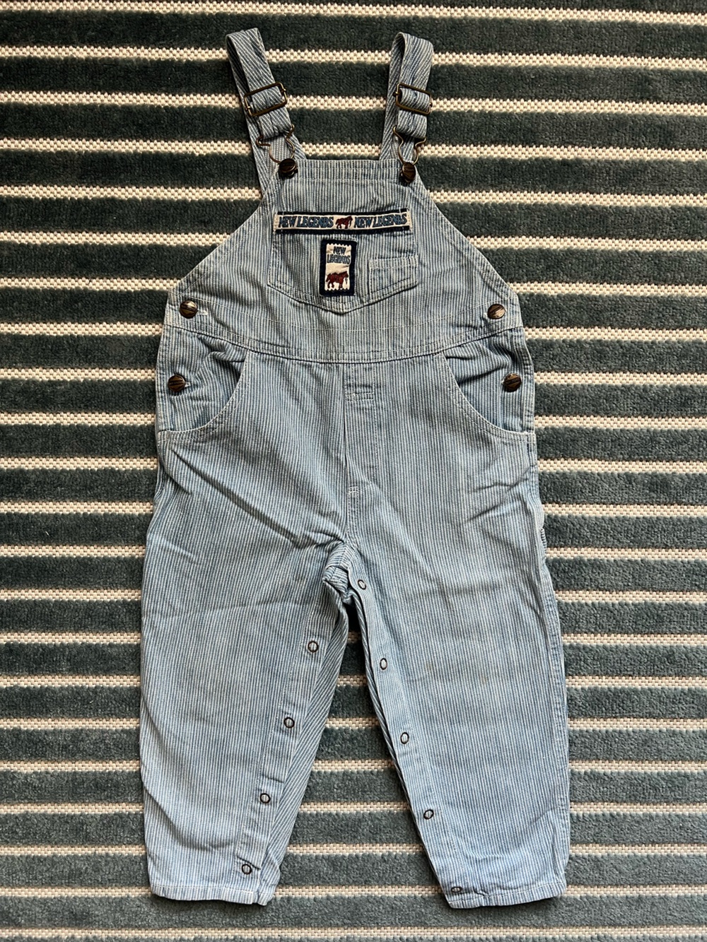 New Legends Hickory Stripe Overalls 3T